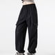 thumbnail image 5 of Amzcrzy Pantalones cargo informales para mujer: cintura elástica con cordón, bolsillos con solapa, estilo paracaídas/harem/jogging, holgados, cintura alta, tallas M-2XL. Negro, 5 of 5