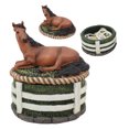 thumbnail image 2 of Ebros Brown Stallion Horse At Rest Round Jewelry Trinket Decorative Box 5.25"H, 2 of 7