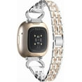thumbnail image 3 of REQO Metal Bands Compatible with Fitbit Sense 2/Sense/Versa 4/Versa 3 Bands, Adjustable Classic Stainless Steel Bands Diamond Rhinestone Links Bracelet Band for Man&Women, 3 of 7