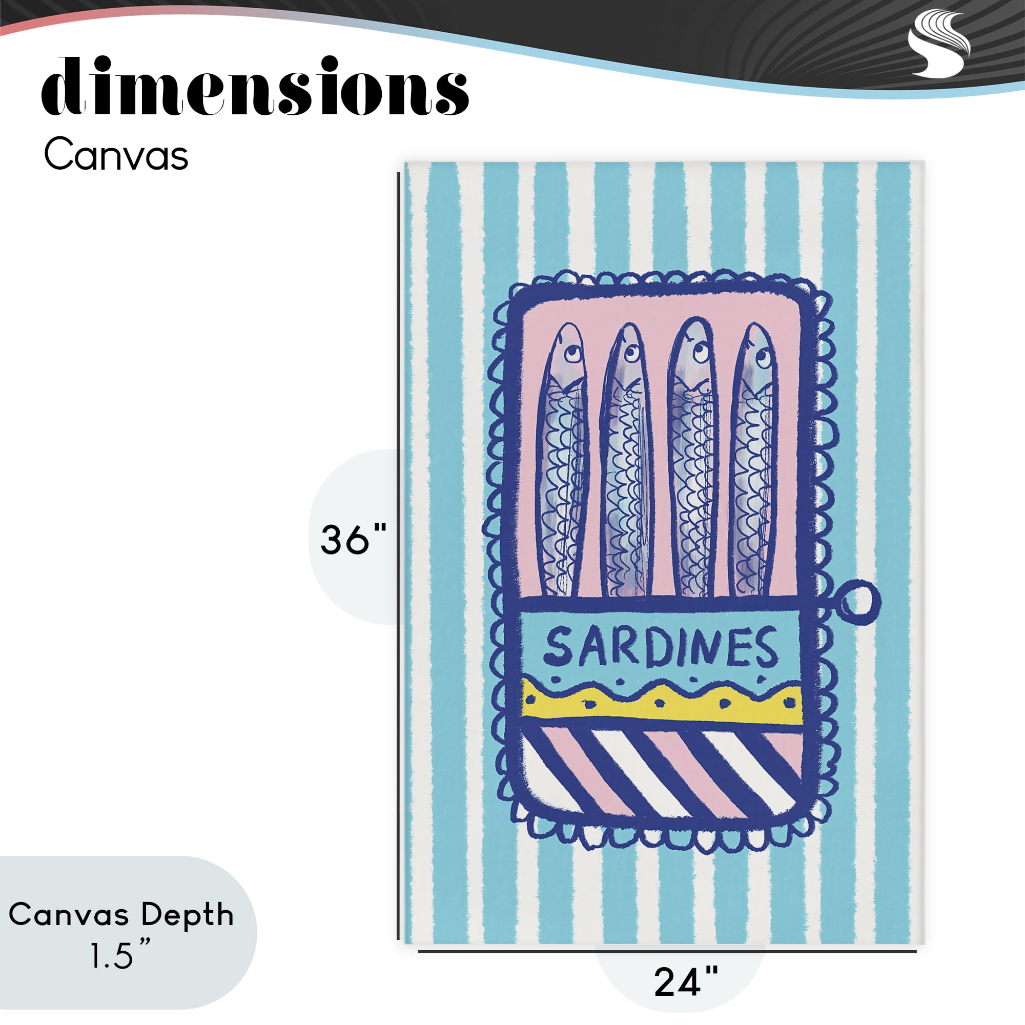 Stupell Industries Pastel & Stripes Sardines Canvas Wall Art, design by Florentina Dolci