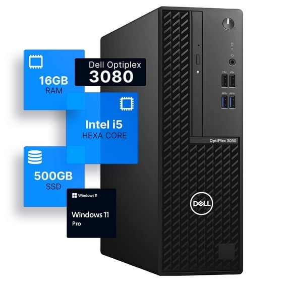 Pre-Owned Dell Optiplex 3080 Desktop Computer | Intel i5-10500 (3.2) | 16GB DDR4 RAM | 500GB SSD Solid State | Windows 11 Professional | Home or Office PC