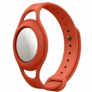 Airtag Case for Apple Airtag Tracker, Apple Airtag Silicone Band Protective Case Bracelet GPS Anti-Lost Children Air Tag Silicone Protective Watch Strap Airtags Tracker Wristband, Orange