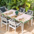 thumbnail image 2 of Easter Bunny Table Cloths for 3 Foot Rectangle Tables, Spring Daisy Botanical Leaves Pink Plaid Patio Waterproof Elastic Fitted Tablecloths, Washable Rectangular Table Cover for Camping, 2 of 8