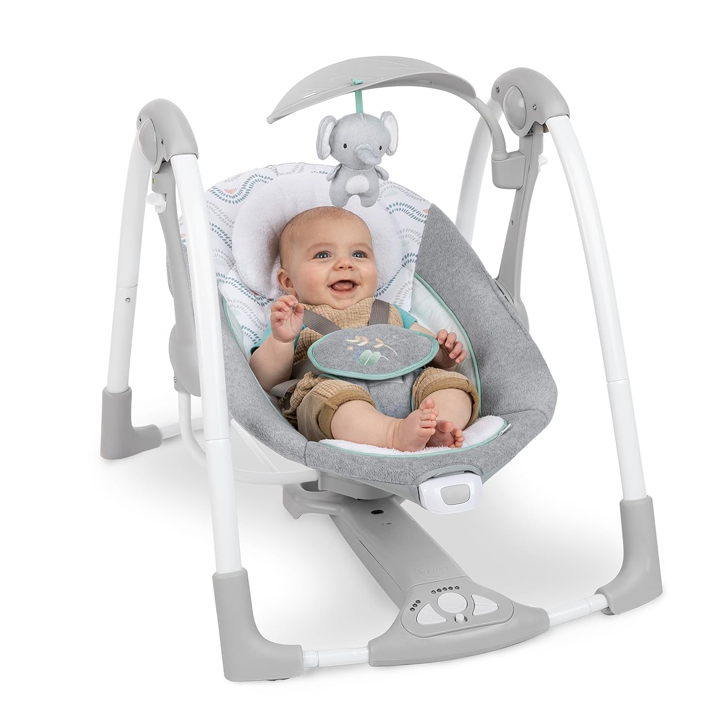 Ingenuity ConvertMe 2-in-1 Compact Portable Automatic Baby Swing & Infant  Seat, Battery-Saving Vibrations, Nature Sounds, 0-9 Months lbs (Swell)