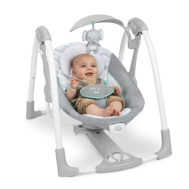 Ingenuity ConvertMe 2 in 1 Compact Portable Automatic Baby Swing Infant Seat Battery Saving Vibrations Nature Sounds 0 9 Months lbs Swell