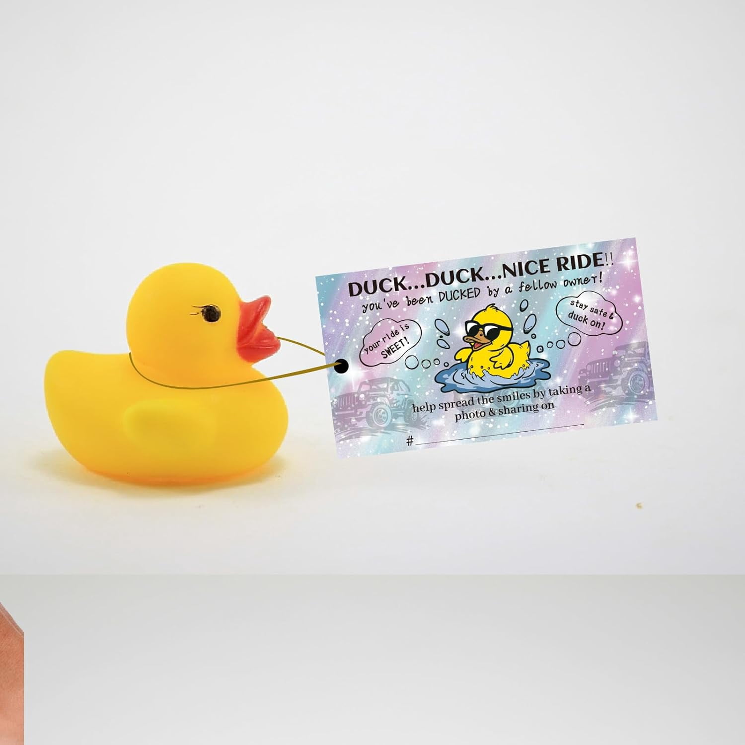 1 Set 100Pcs You've Been Ducked by a Fellow Owner Duck Duck Tags Ducking Cards Cruising Rubber Duck Tag with Round Hole and Twine Double Sided Cruise Card for Rubber Duck Party Favor 3.5x2 Inch