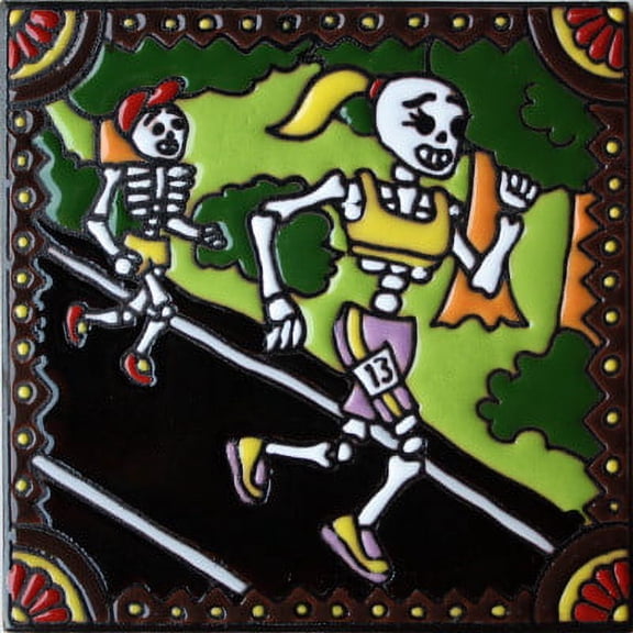 6x6 Marathon. Day-Of-The-Dead Clay Tile