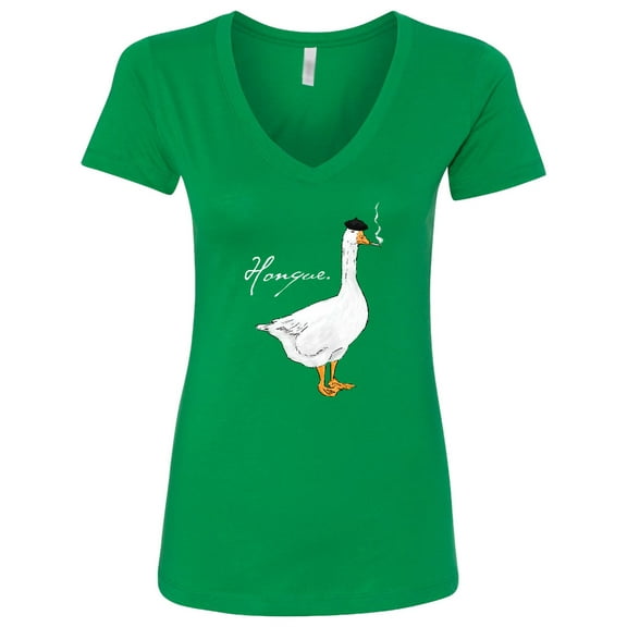 Inktastic French Goose Says Honque Women's V-Neck T-Shirt