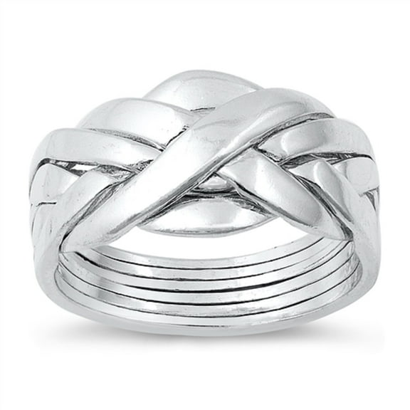All in Stock Sterling Silver Criss Cross Puzzle Ring Size 10