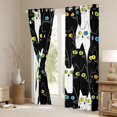 thumbnail image 3 of jejeloiu Abstract Cartoon Kitten Black Out Curtains,Colorful Cute Cat Curtains Pack of 2 (42x63 Each),White Black Bedroom Curtains For Girls,Super Cozy Room Decor, 3 of 6