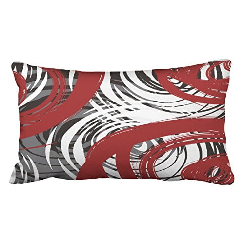 RYLABLUE Housses de Coussin Rectangulaires en Polyester Multicolore 20 x 30 Pouces Motif Spirale Rouge et Noir Blanc Gris Rétro Abstrait Élégant avec Fermeture Éclair Cachée pour Canapé