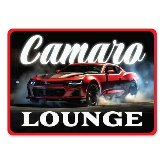 Chevy Camaro Lounge Aluminum Metal Decor Sign - 10x14 inches