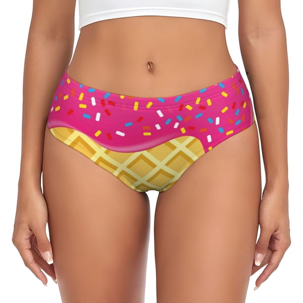 Balery Red Ice Cream Ropa Interior de Algodón para Mujer con Dibujo – Braguitas Cómodas y Elásticas, Estilo Clásico-4X-Large