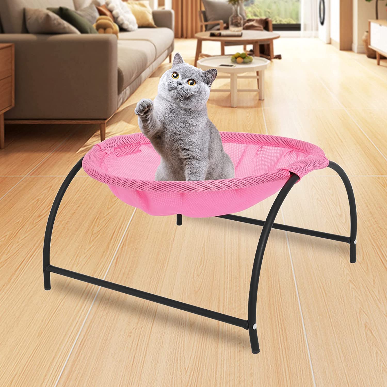 Cat Hammock Bed Free Standing Cat Bed Dog Bed Elevated Pet Hammock Cot Breathable Cat Sleeping