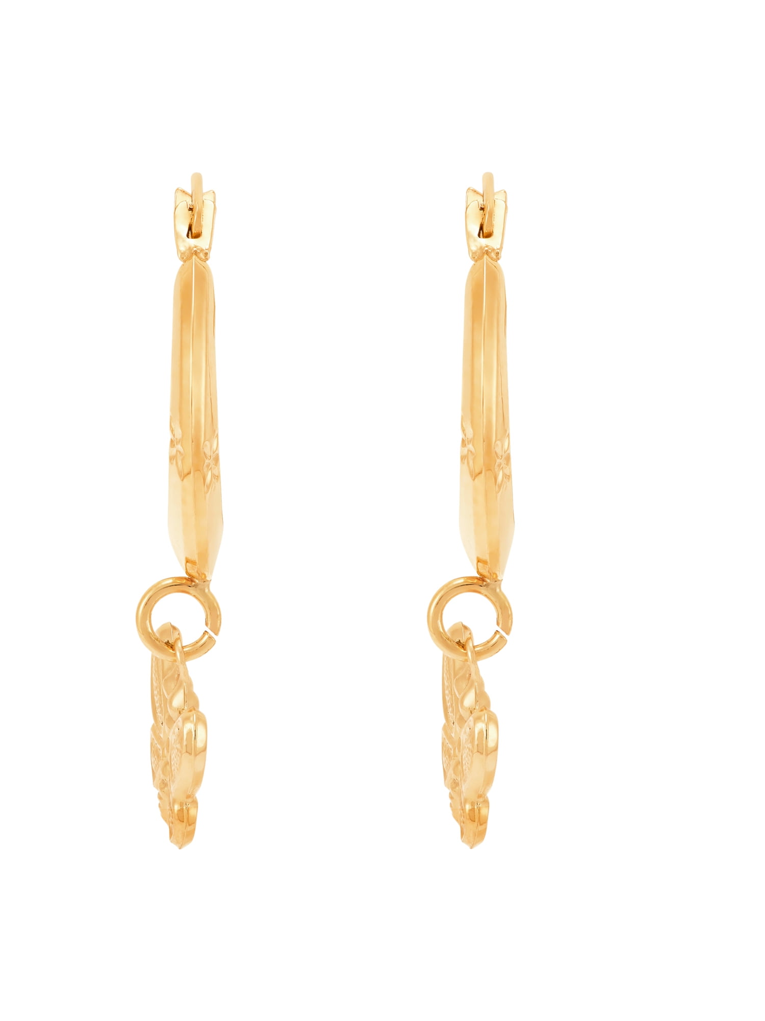 Brilliance Fine Jewelry 10K Yellow Gold Hollow Round Hoop Dangle Butterfly Earrings