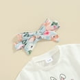thumbnail image 5 of Bagilaanoe 3pcs Toddler Baby Girl Pants Set Short Sleeve T-shirt Tops + Flare Trousers + Headband 6M 9M 12M 18M 24M 3T Kids Casual Clothes, 5 of 8