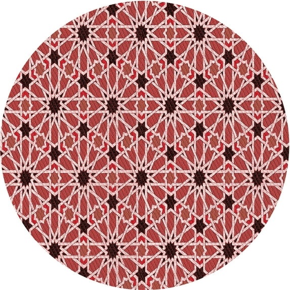 Ahgly Company Indoor Round Patterned Pastel Pink Area Rugs, 8' Round