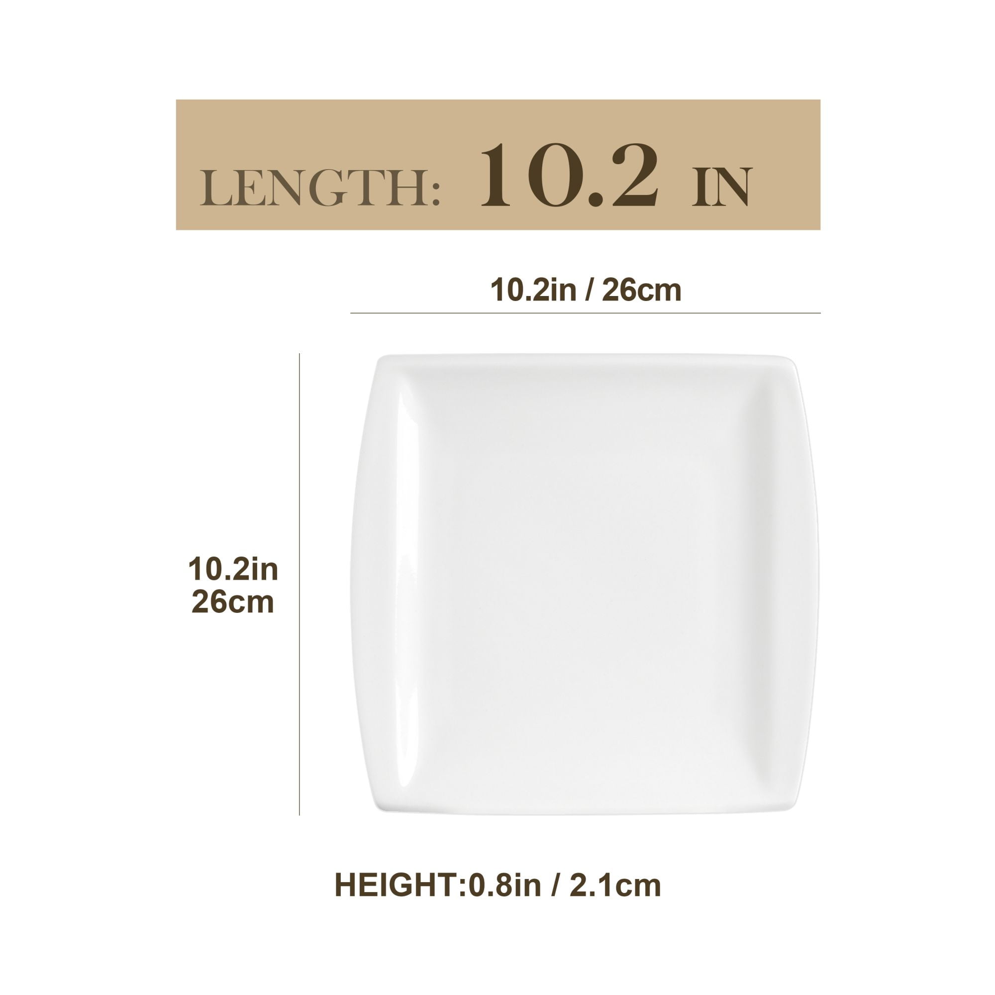 MALACASA 11 inch and 13.25 inch ivory white rectangular plates set