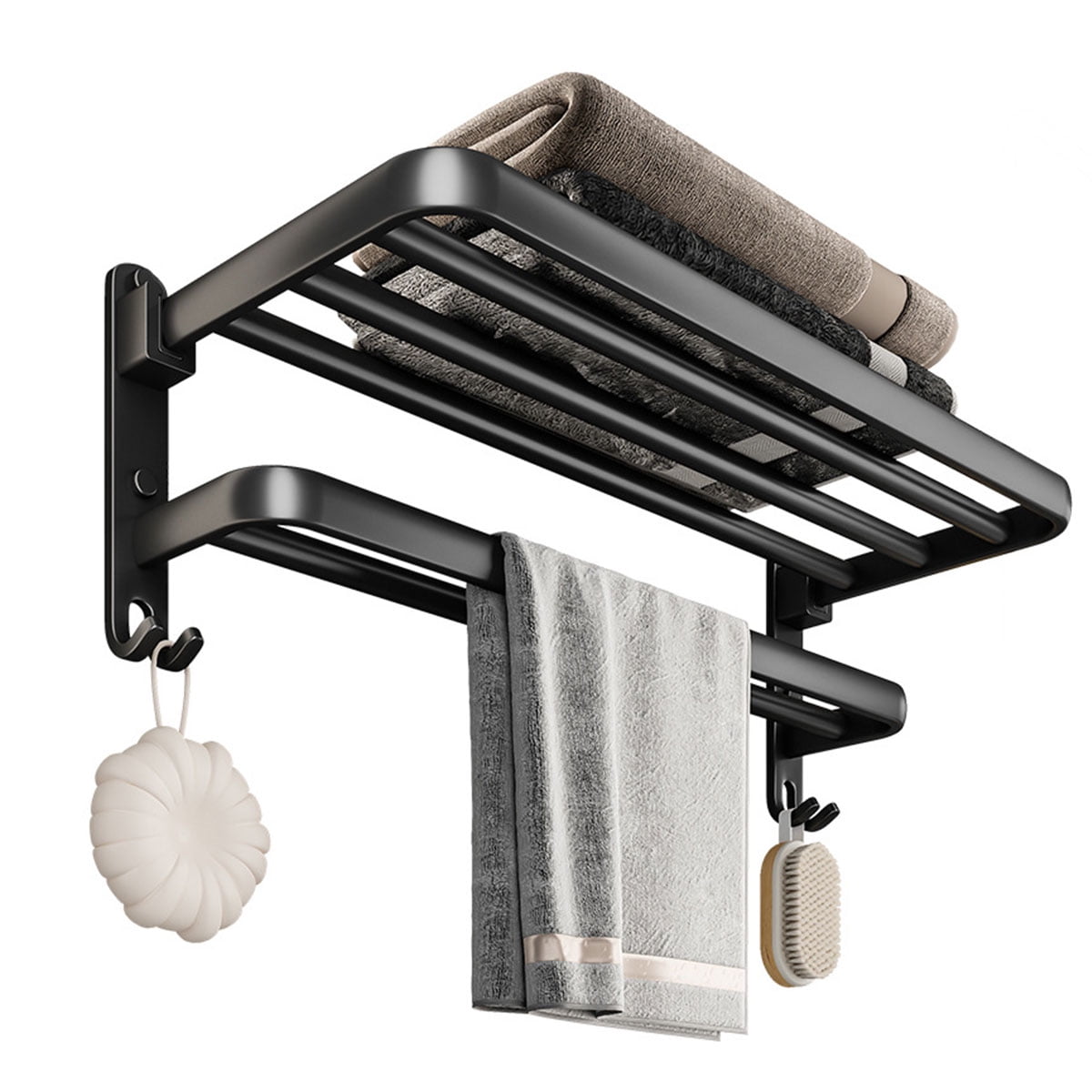Beishini Towel Rack with Towel Bar Holder,24in Towel Shelf for Bathroom