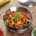 thumbnail image 4 of Double Ear Wok Pot, Stainless Steel Wok Cookware, Nonstick Skillet Pot, Round Bottom Wok Deep Frying Pan for Home Restaurant 10inch, 4 of 8
