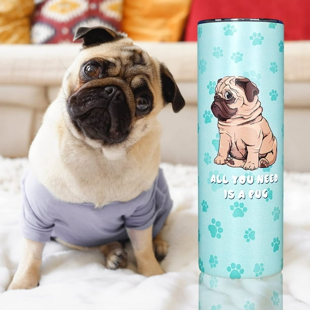 Pug Travel Mug for Hot and Cold Pug Gifts for Pug Lovers Pug Water Bottle Mug Funny Pug Themed Gifts for Pug Lovers Kids Men Women Pug Party Supplies Decor 20 Oz Pug Tumbler
