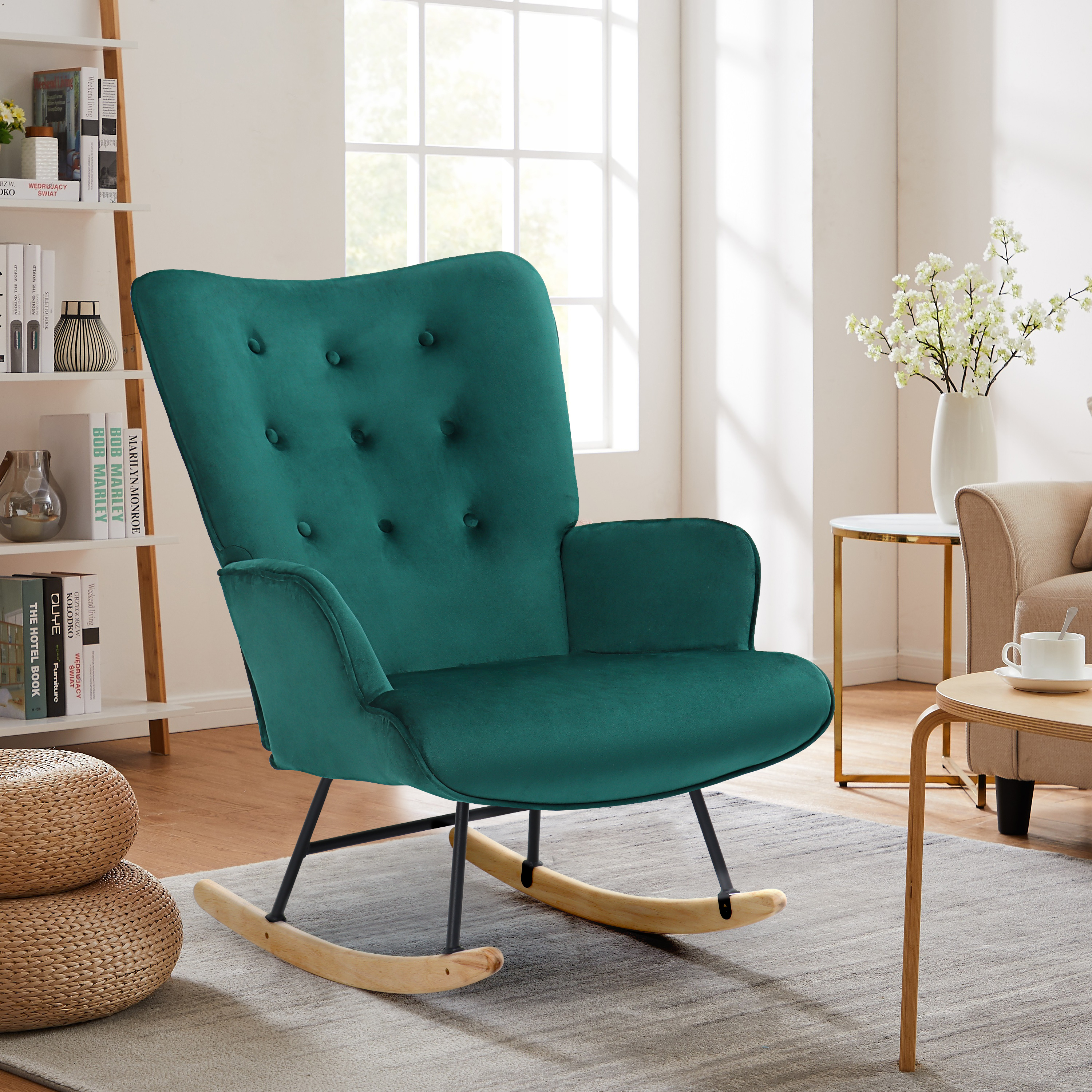 July's Song Rocking Chair Tufted Upholstered Rocking Chair for Nursery