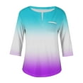 thumbnail image 4 of Women's Long Sleeve Loose Fit Flowy Tunic Tops Spring Elegant Shirts Vintage Summer Clothes for Teen Girls Fashion 2024 V Neck Blouse Dressy Casual Tops for Lady Gradient Color Purple T Shirts XXXXXL, 4 of 5