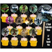 Angle View: Party Over Here Mortal Kombat Video Game Double-sided Images Cupcake Picks Cake Topper -12