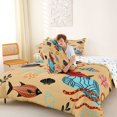 thumbnail image 4 of Castle Fairy Boho Tropical Fish Tile Full Size Comforter Sets 3-Piece,Coral Starfish Tan Seamless Print Bedding Comforter Set,Orange Cream,Reversible,1 Comforter and 2 Pillowcases, 4 of 6