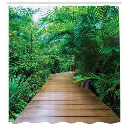 House Decor Shower Curtain Set Deck Timber Jetty Exotic Getaway