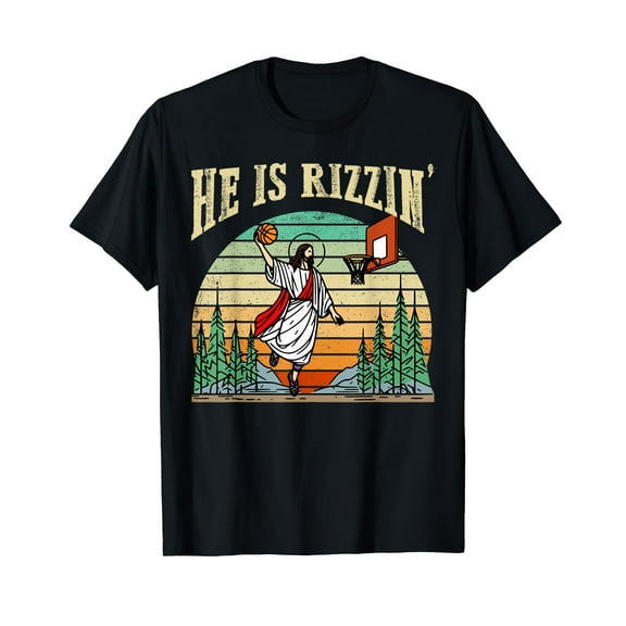 He Is Rizzin Funny Basketball Easter Christian Religious T-Shirt