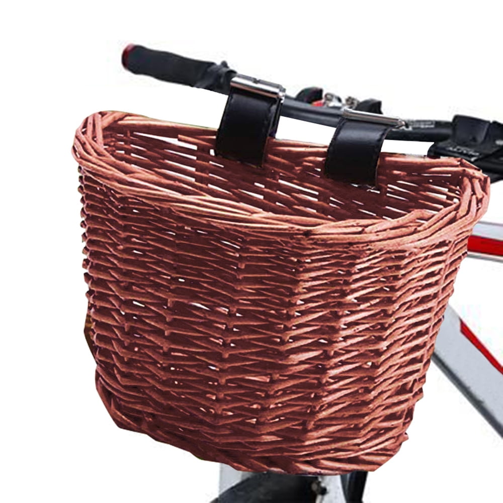 Dshaped Handlebar Bike Basket Wicker Front Handlebar Bicycle Basket Bicycle Acc