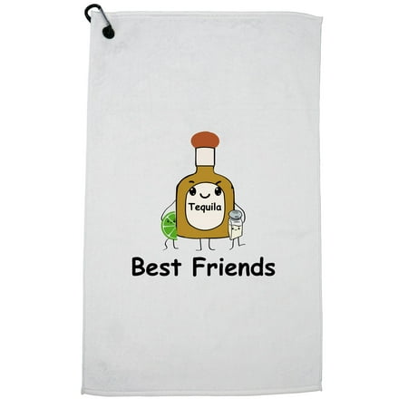 Best Friends Tequila Salt and Lime - Drinking Graphic Golf Towel with Carabiner (Best Tequila Drinks To Order At A Bar)