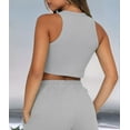 thumbnail image 5 of Women Summer Lounge Sets Casual Waffle Knit Crop Top Shorts Outfits 2 Piece Sets Sleepwear Grey XL, 5 of 9