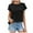 Black, variant on Boho Tops For Women Summer Solid Color Round Neck Short Sleeve Loose Fit Casual Elegant Shirts For Women Tee Shirts StreetwearL