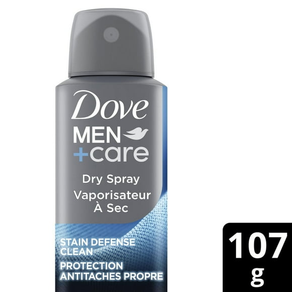 Dove Men+Care Antiperspirant Deodorant Dry Spray For Men Anti-White Marks & Yellow Stains, 72-hour Sweat and Odour Protection Stain Defense Clean with Triple Defense Technology™, 107g, 107g