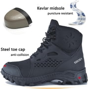 SUYSTEX Waterproof Steel Toe Boots For Men Women Comfortable Mens Safety Work Boots Indestructible Steel Toe Shoes Lightweight Non Slip Puncture Resistant Industrial Construction Boot