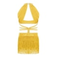 thumbnail image 4 of inlzdz Fringe Latin Dance Dress for Girls Sparkly Sequin Tassel Stage Outfit Chacha Rumba Jazz Ballet Leotards Yellow 6, 4 of 6