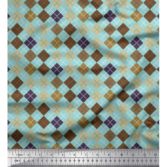 Soimoi Cotton Duck Fabric Argyle Check Print Fabric by The Yard 42 Inch Wide
