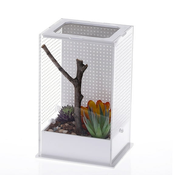 Breeding for Case Reptile Transparent Feeding Box Good Ventilation Plastic Habitat for Spiders Mantises