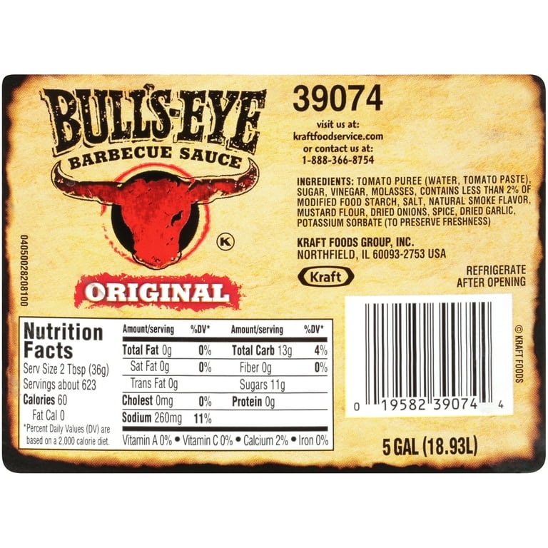 Bull S Eye Original Bbq Sauce 5 Gal