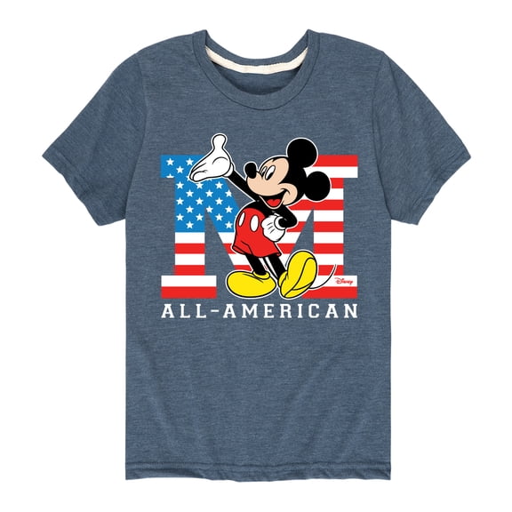 Disney - Americana - Mickey Flag All American - Toddler And Youth Short Sleeve Graphic T-Shirt