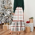 thumbnail image 5 of Wutalume Women's Flowy Plaid Ruffled Long Skirt, High Waist Elastic Waistband, Vintage Inspired Pleated Skirt for Fall and Winter,Brown L, 5 of 5