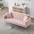 thumbnail image 2 of Pink Teddy Fleece 71.7 - inch Sofa Bed & Metal Legs for Sturdiness, 2 of 9
