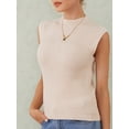 thumbnail image 2 of ZAXARRA Femmes Été Tricot Débardeurs, Couleur Unie Sans Manches Col Rond Slim Pull Gilet Streetwear, 2 of 6