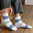 thumbnail image 3 of Naierhg Thermal socks 1 Pair Mid-Tube Non-slip Silicone Bottoms Unisex Socks Autumn Winter Striped Print Floor Socks White Blue, 3 of 8