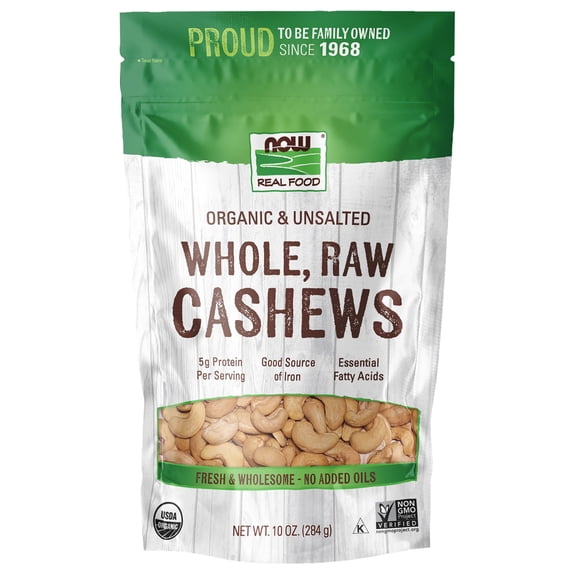 Whole Raw Unsalted Now Foods Buttery Flavor Certified Cashews