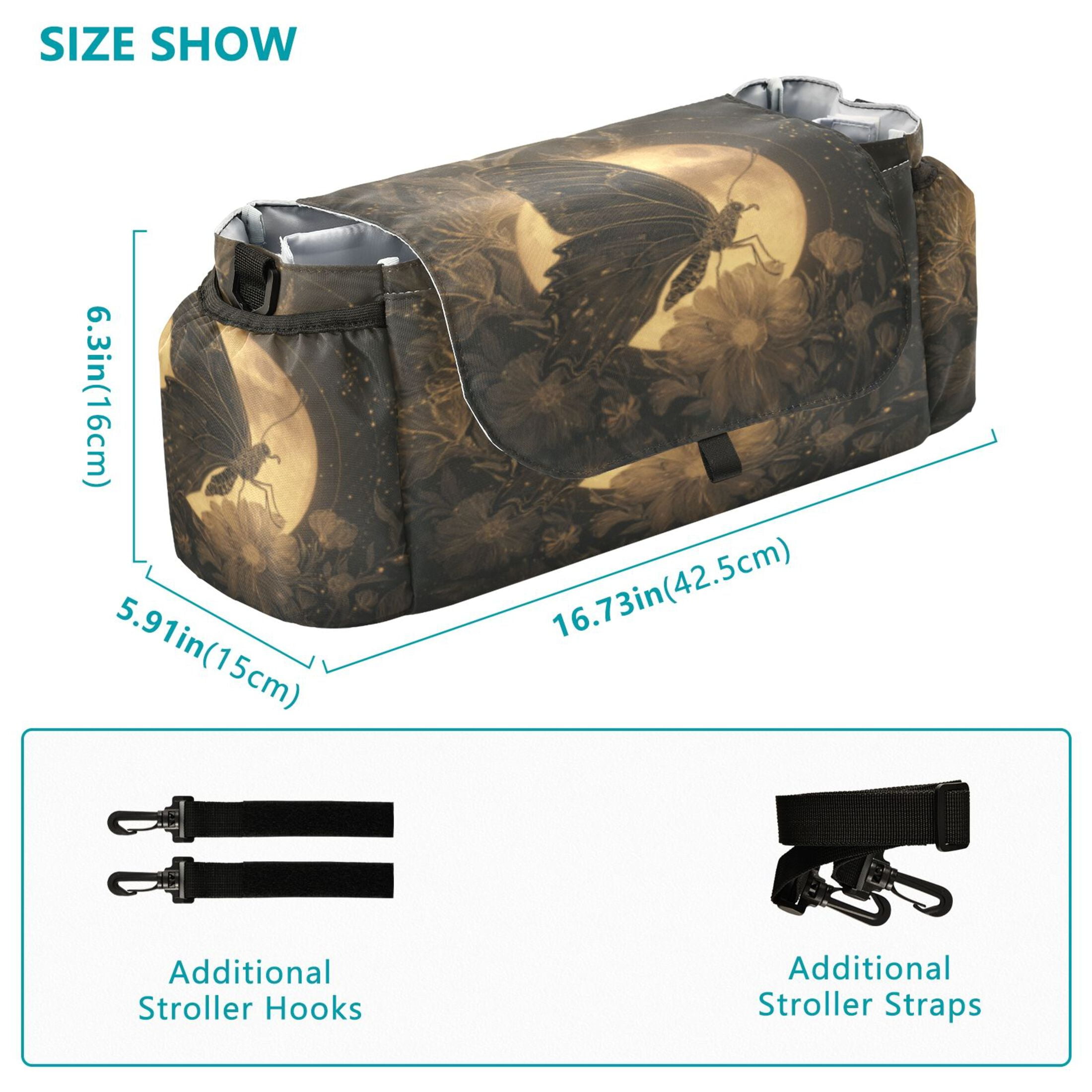 DIXRUYEE Stroller Organizer Moonwheel Monarch Printed