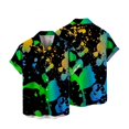 thumbnail image 4 of Camisas Tipo Para Hombre Camisa de manga corta con solapa y hebilla de bolsillo con impresión digital 3D de escritura a mano Spoor para hombre (Green, XXL), 4 of 6