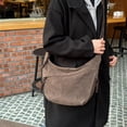 thumbnail image 6 of HUISZJ Faux Suede Crossbody Bag, Retro Dumpling Bag, Large Capacity Crossbody Bag for Women Work Travel Commute (Coffee), 6 of 10